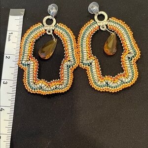 Handcrafted Beaded Earrings with Teardrop Accent